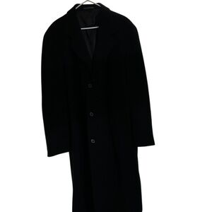 Mens Ralph Lauren Black Long Wool/wool Blend Coat Classic Old Money